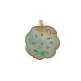 14kt Yellow Gold 50mm Natural Green Jade Pendant