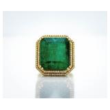14k  25.90 ct Zambian Emerald & Diamond Halo Ring