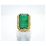 14kt 14.45ct Zambian Emerald Diamond Halo Ring