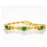 18k Yellow Gold Cabochon Ruby Diamond Bracelet