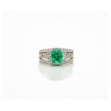 Platinum Colombian Emerald & Natural Diamond Ring