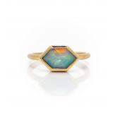 14kt Gold Custom Lozenge Cut Ethiopian Opal Ring