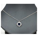 Platinum Natural Blue Sapphire Diamond Necklace