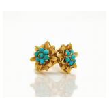 Egyptian 18kt Gold Persian Turquoise Flower Ring