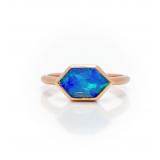 14kt Gold Custom Lozenge Cut Ethiopian Opal Ring