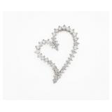 Vintage 18kt White Gold 2ctw Diamond Heart Pendant