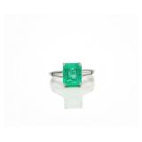 Antique Colombian Emerald Diamond Engagement Ring