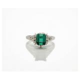 Vintage Platinum Natural Tourmaline Diamond Ring