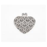 Vintage 14kt White Gold 2ctw Diamond Heart Pendant