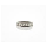 Vintage Platinum Natural Carre-Cut Diamond Band