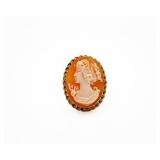Art Deco 14kt Yellow Gold cameo Shell Ring