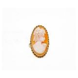 Antique 14kt Yellow Gold Elongated Oval Cameo Ring