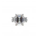 Platinum 3 Stone 8.58 ctw Emerald Cut Diamond Ring