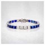 14kt WG Diamond Blue Sapphire 5mm Tennis Bracelet