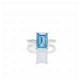 14kt 4 Carat Emerald Cut Vivid blue Diamond Ring