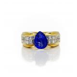 18kt Gold Tanzanite Invisible Set VS Diamond Ring