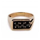 Vintage 10Kt 3 Stone Cabochon Tiger Eye Ring