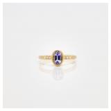 14kt Gold Natural Unheated Tanzanite Diamond Ring