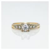 Antique 14k Fishtail Prong Diamond Engagement Ring