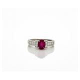 Platinum 1.11 ct Vivid Ruby & Diamond Halo Ring