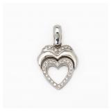 14kt White Gold Natural Diamond Open Heart Pendant