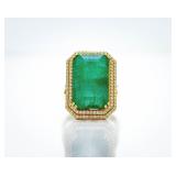 14kt 14.45ct Zambian Emerald Diamond Halo Ring