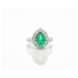 Platinum Natural Colombian Emerald Diamond Ring