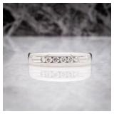 Platinum 4.6mm 6 Diamond Channel Set Wedding Band