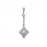 Vintage14kt White Gold 0.9ct Diamond Drop Pendant