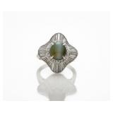 Estate Platinum Chrysoberyl Diamond Ballerina Ring