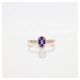 14kt Gold Natural Unheated Tanzanite Diamond Ring