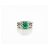 Platinum Colombian Emerald & Natural Diamond Ring