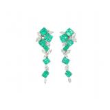 18kt Gold Emerald Diamond Chandelier Earrings