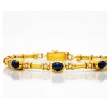 18k Yellow Gold Cabochon Sapphire Diamond Bracelet
