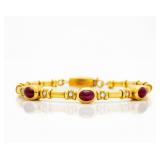 18k Yellow Gold Cabochon Ruby Diamond Bracelet