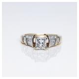 14kt Gold Natural Princess Diamond Engagement Ring