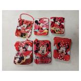 6 different mini mouse drawstring bags, 5' by 4