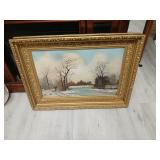 1800s hudson river school oil painting on canvas