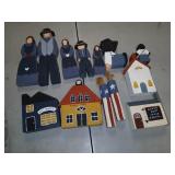 Wooden pieces people houses more