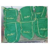 6 green Crown royal bags.