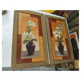 Pair of floral art 15.5 x 27.5 inches.