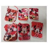 6 different mini mouse drawstring bags, 5' by 4