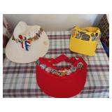 Three hats with pins  daytona, 500 and more