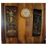 3 pieces clock and 2 wall hangings.