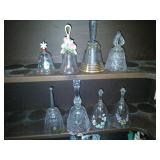 8 crystal  and glass bells.