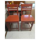 Pair of red barstools, 24 inch seat height.