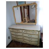 French provincial dresser and mirror 50' wide.