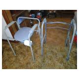 Walker and potty chair bedside.