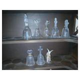 8 crystal  and glass bells.