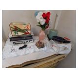 All picture radio vase, candle runner more.